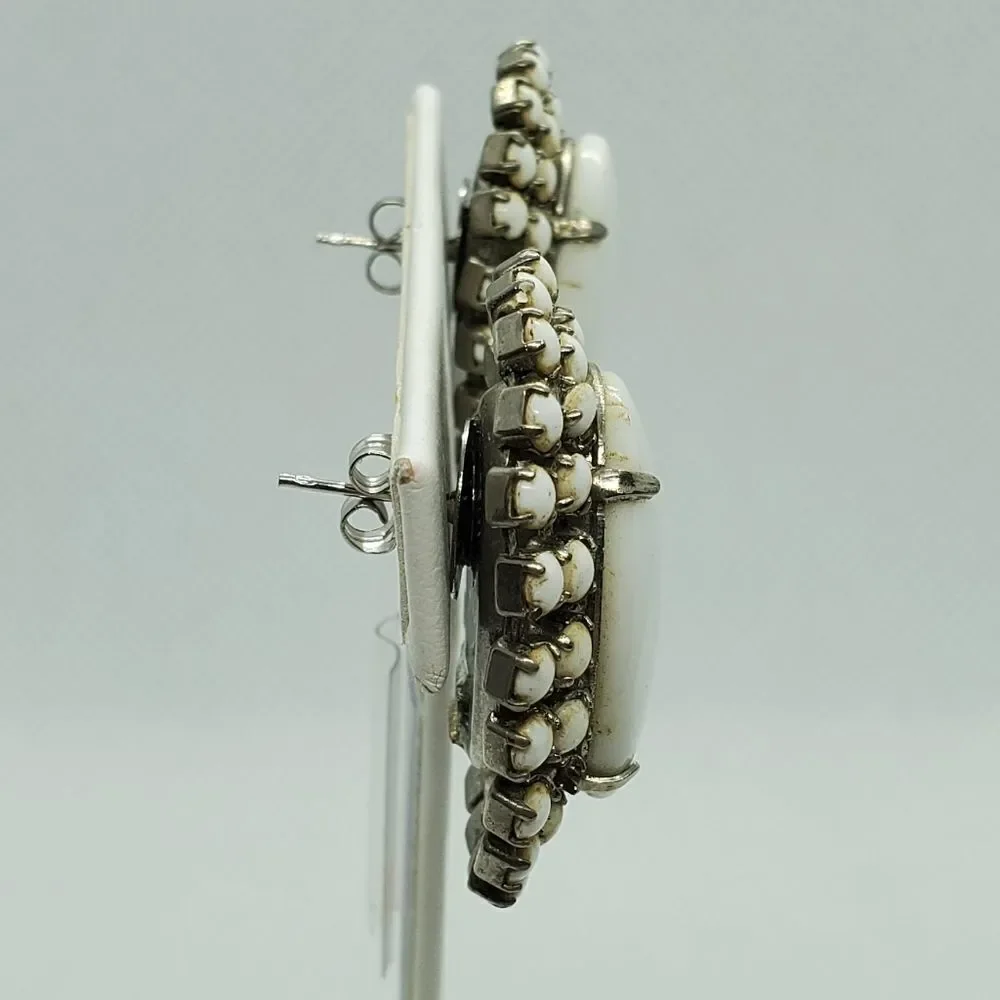 Vintage White & Silver Earrings